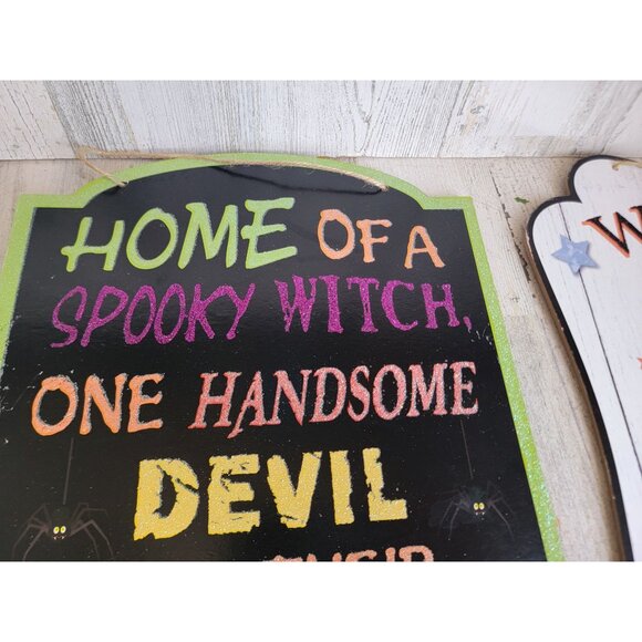 Welcome come in for a spell witch sign foolish Halloween set hanging home decor - Picture 3 of 12